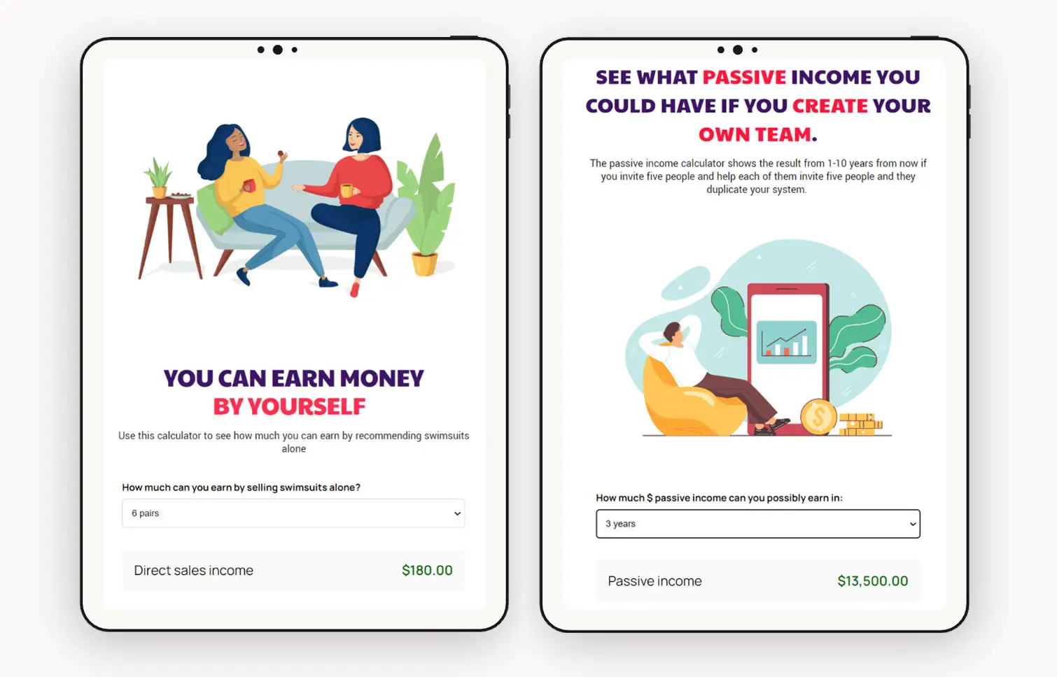 Interactive calculators