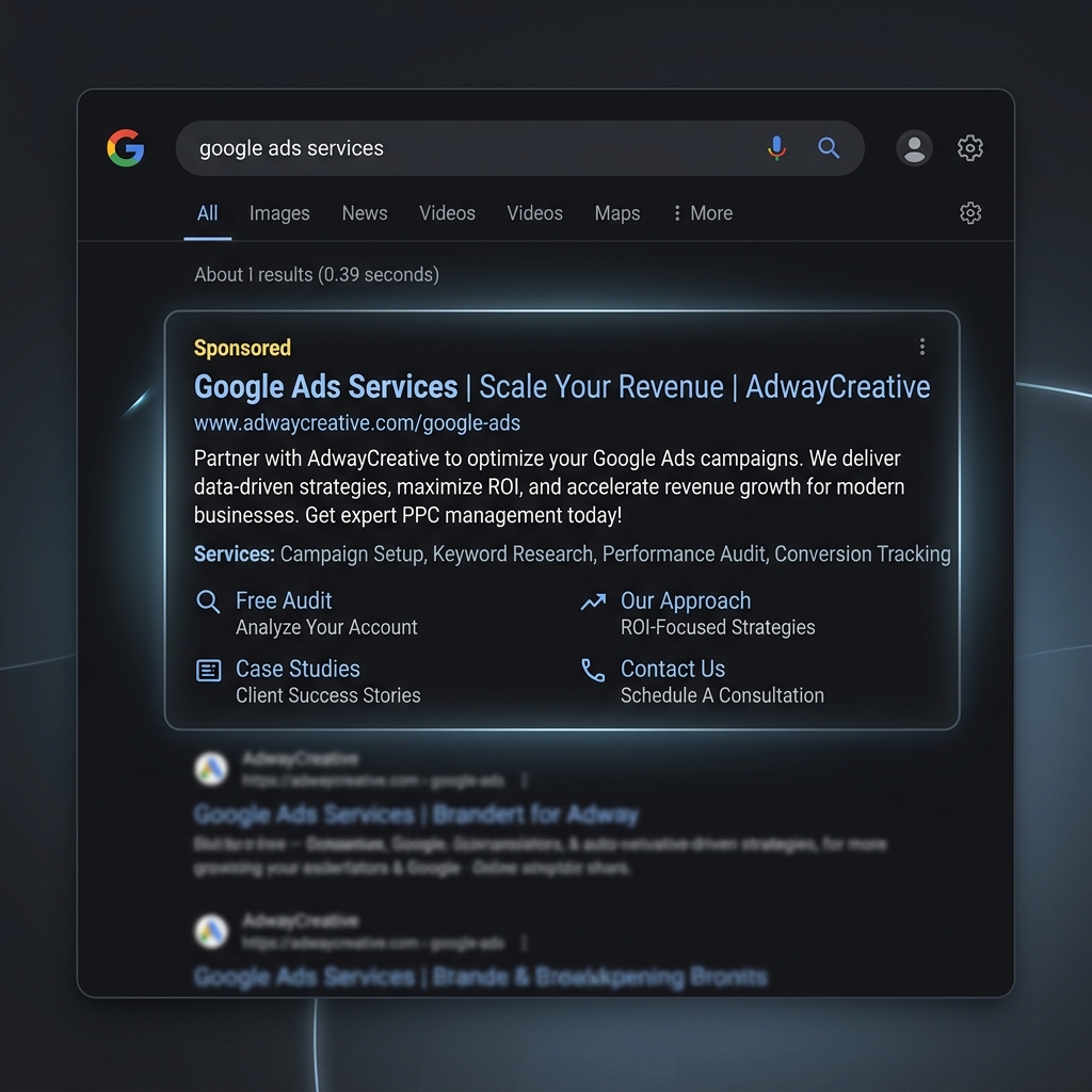 Google Ads Search Snippet Sponsored Ad Mockup
